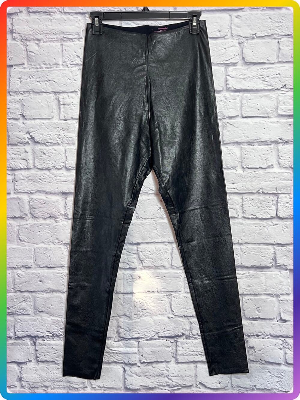 Commando Faux Leather High Rise Leggings SIZE L Black Smoothing Stretch Pants